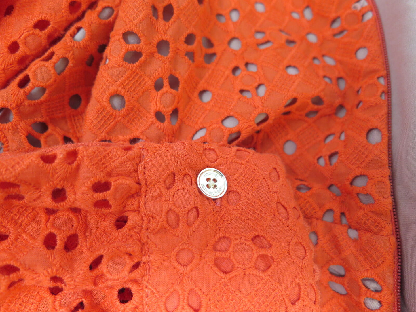 MICHAEL KORS -FLORAL EYELET CUT-OUT DRESS-ORANGE