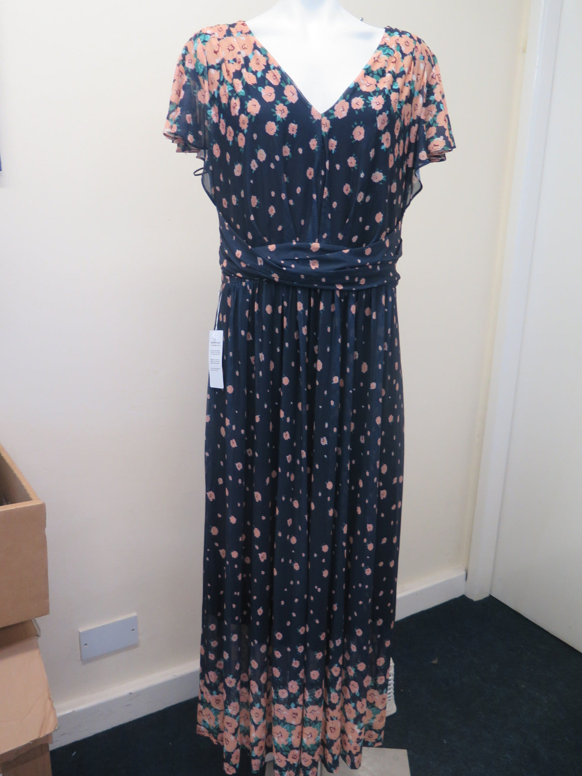 JOLIE MOI MABLY MIRROR PRINT MAXI MESH DRESS-UK 16