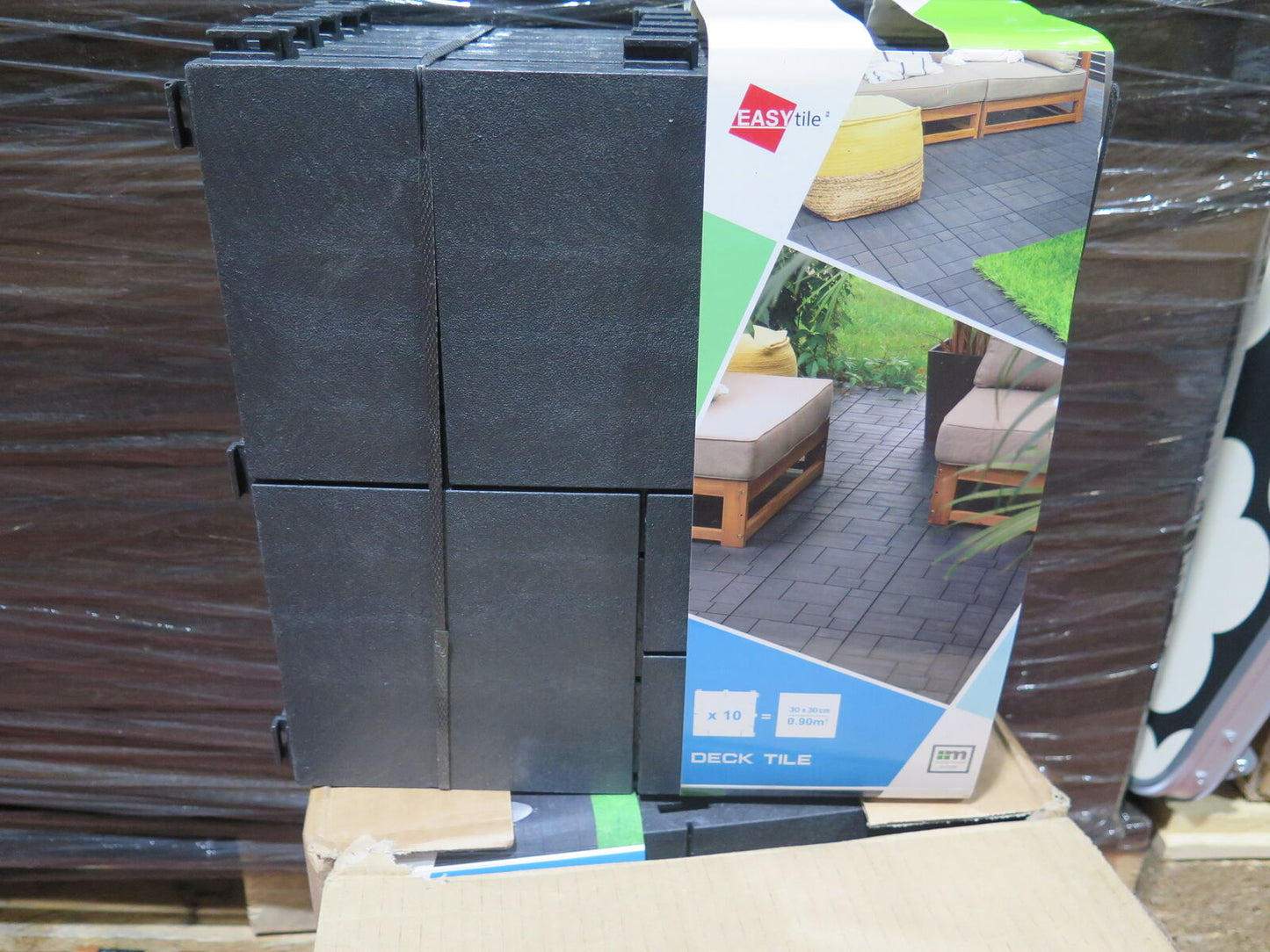 2 X EASY TILE DECK TILES X 10(20 TOTAL)-30CMX30CMX1.5CM-BLACK