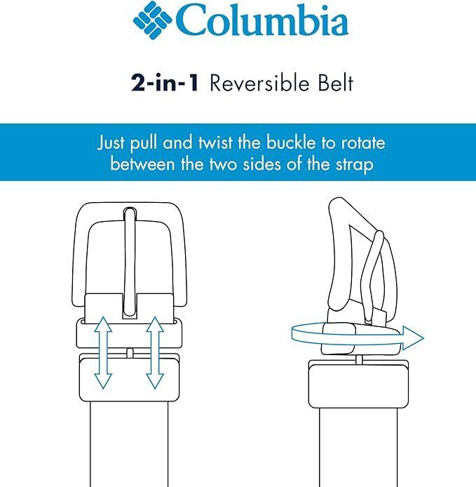 COLUMBIA REVERSIBLE BELT-BLACK/BROWN LEATHER-SILVER BUCKLE-32"