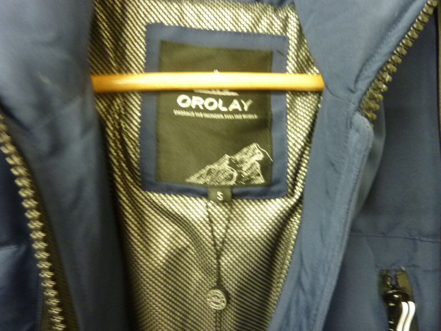 OROLAY FUR HOODED DOWN PARKA STYLE COAT-NAVY-SMALL