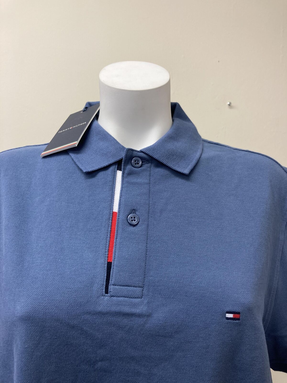 Tommy Hilfiger Logo Polo T Shirt Blue Medium