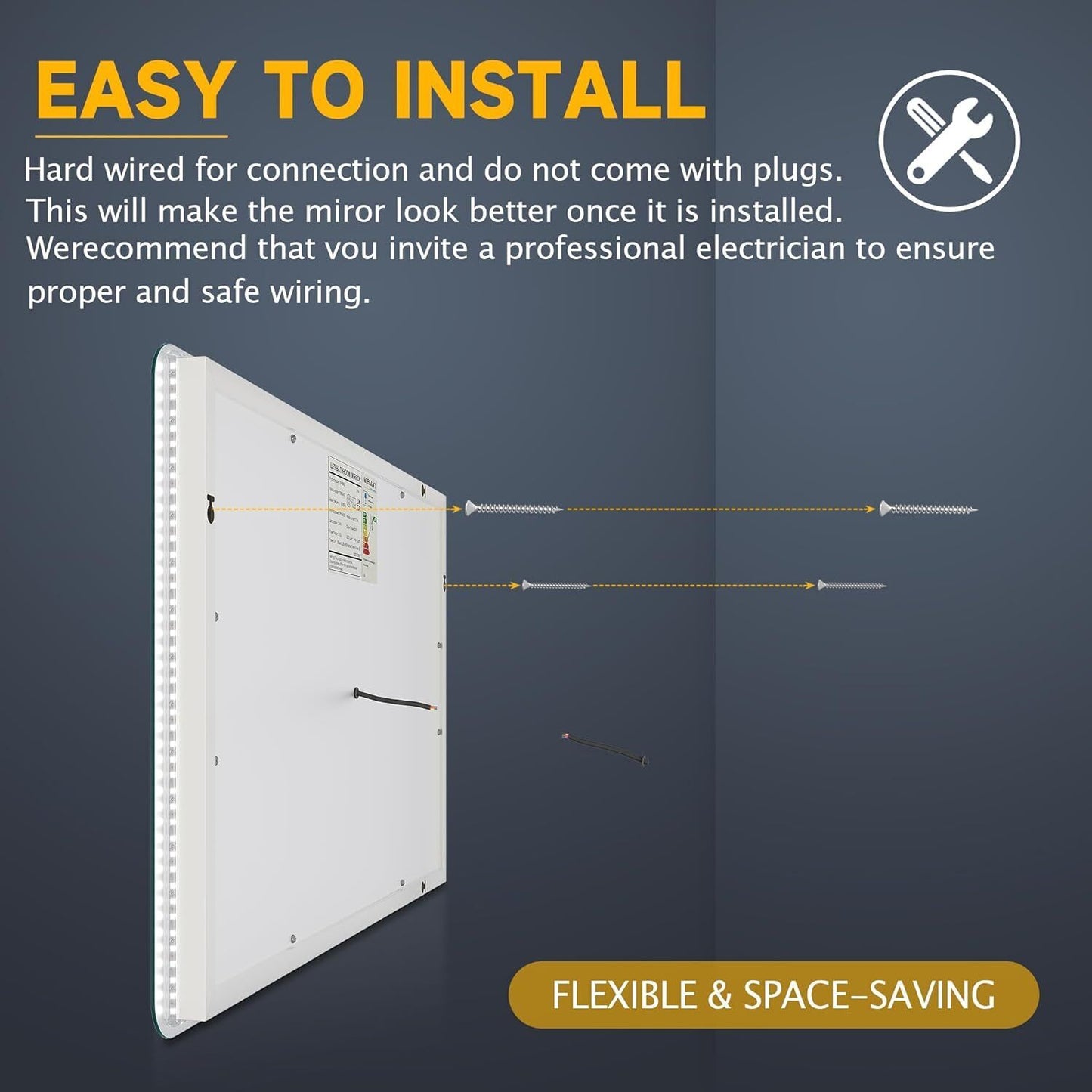 ELEGANT 800x500mm Backlit LED Illuminated Bathroom Mirror with Light Sensor