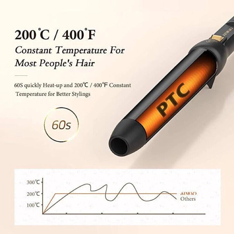 ATMOKO Hair Curling Iron Professional styling Wand 210℃ Constant Temperature