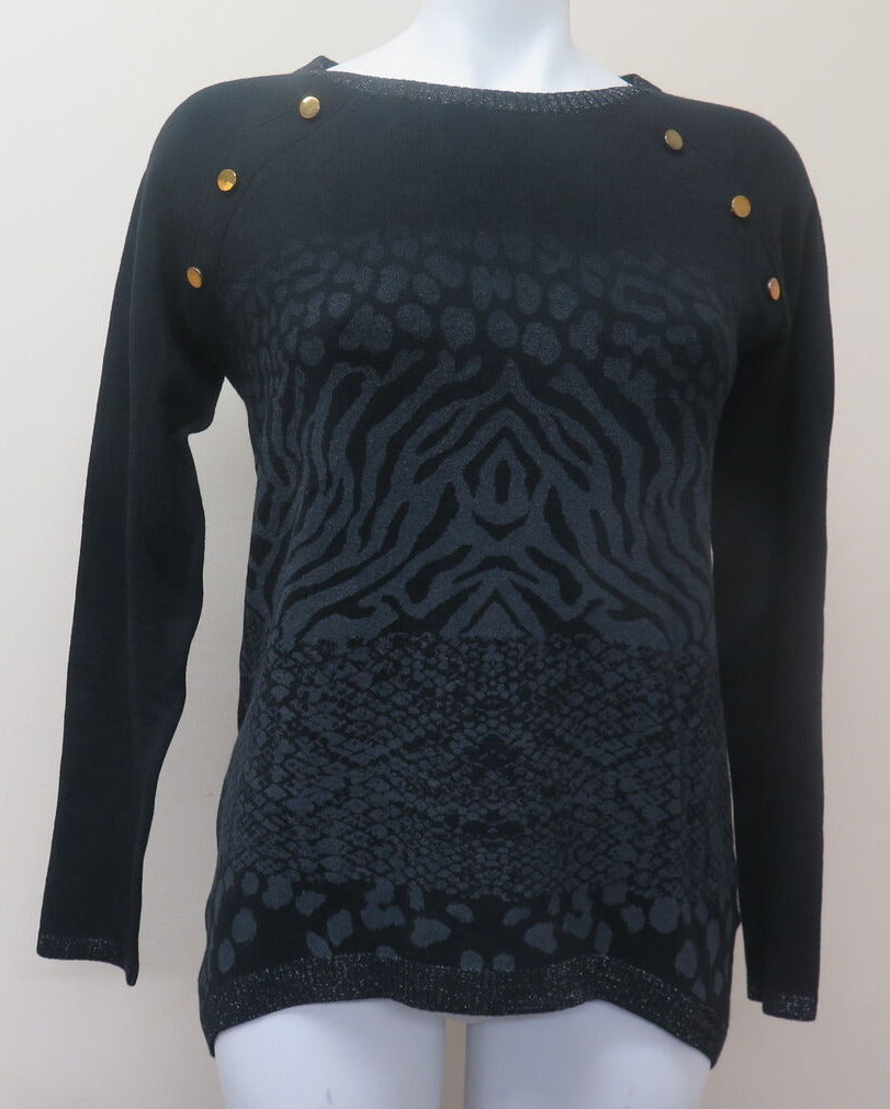 Desigual Black Mixed Animal Print Gaea Jumper UK8