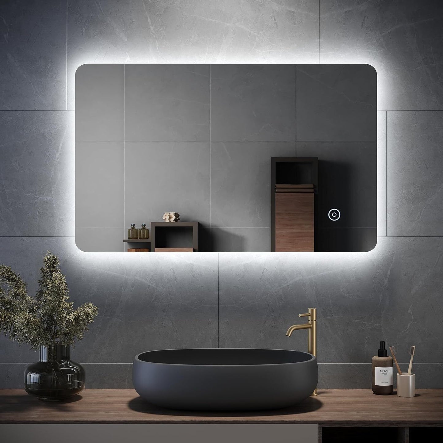 ELEGANT 800x500mm Backlit LED Illuminated Bathroom Mirror with Light Sensor