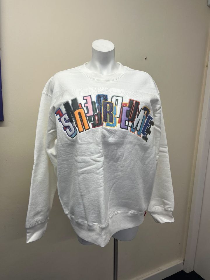 SUPREME STACKED CREWNECK FLEECE WHITE MED