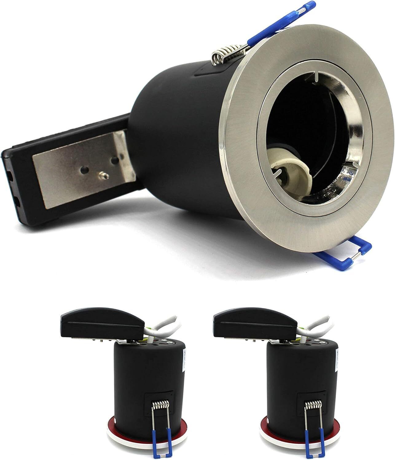 2 X SANLUMIA LED FIRE RATED DOWNLIGHT FITTING-SATIN NICKEL