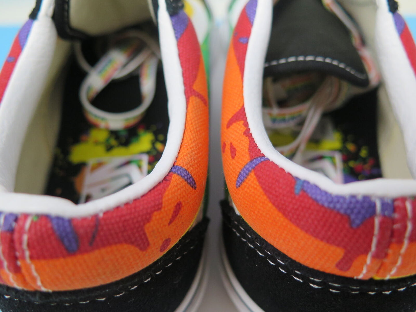 VANS WOMENS BLACK RAINBOW DRIP OLD SKOOL SHOES-UK4