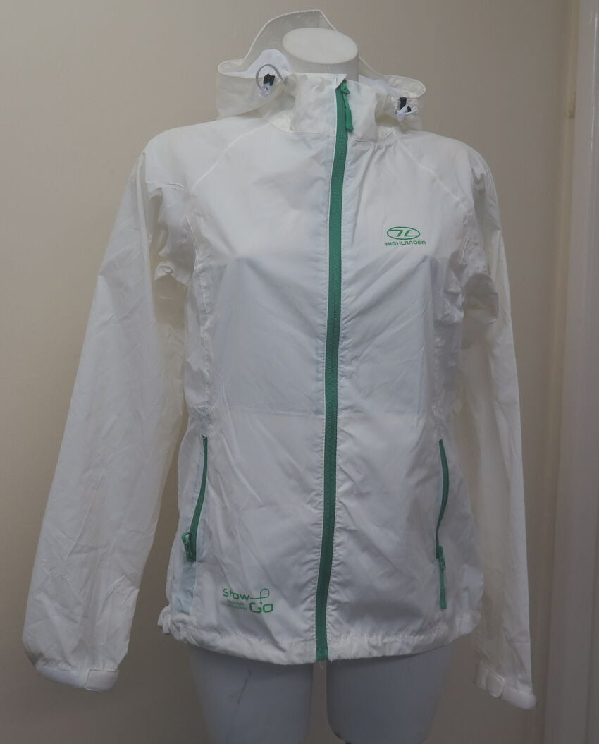 HIGHLANDER WOMENS STOW & GO PACKAWAY WATERPROOF JACKET-WHITE-MEDIUM