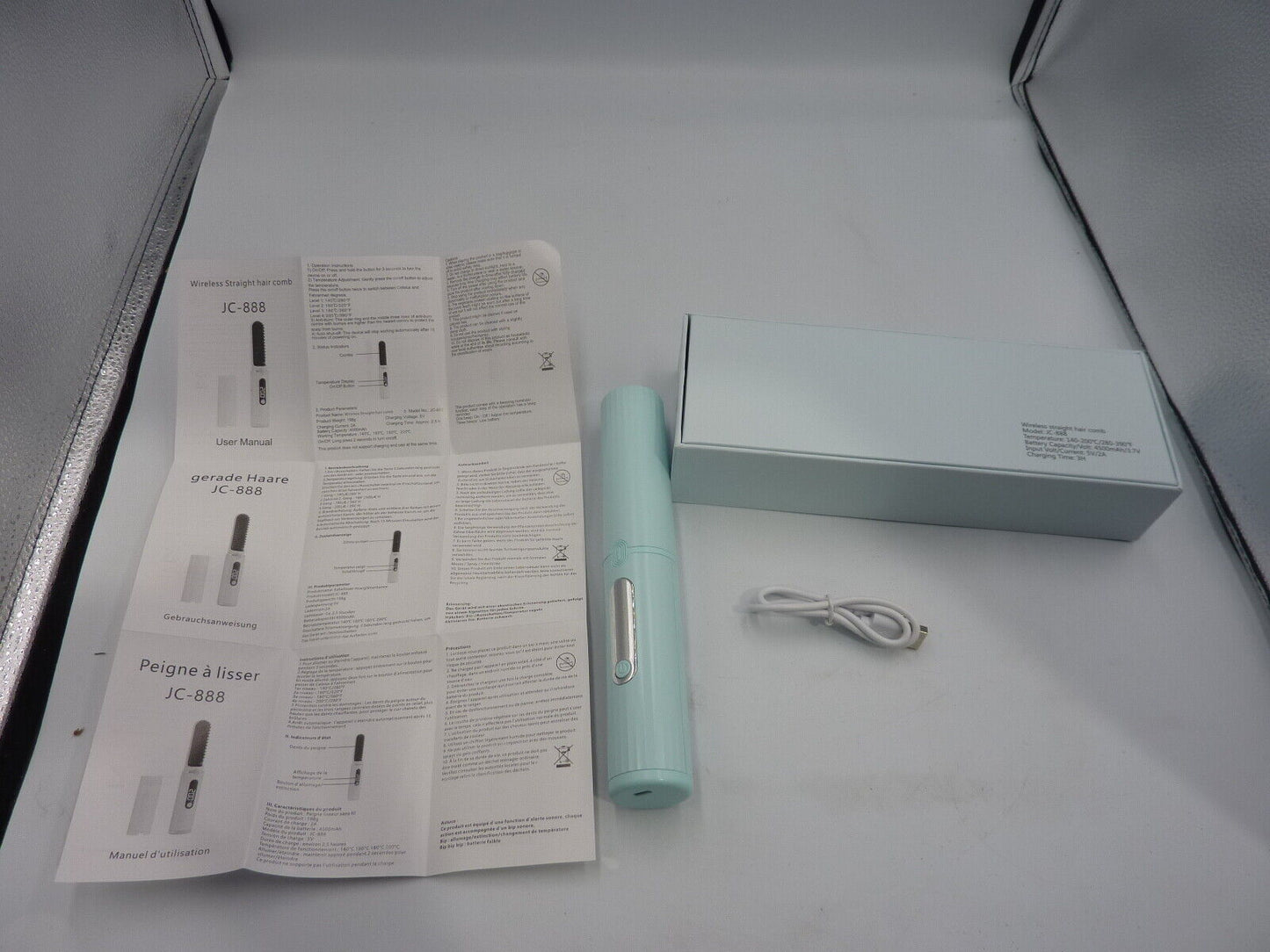 blue wireless straight hair comb model JC-888