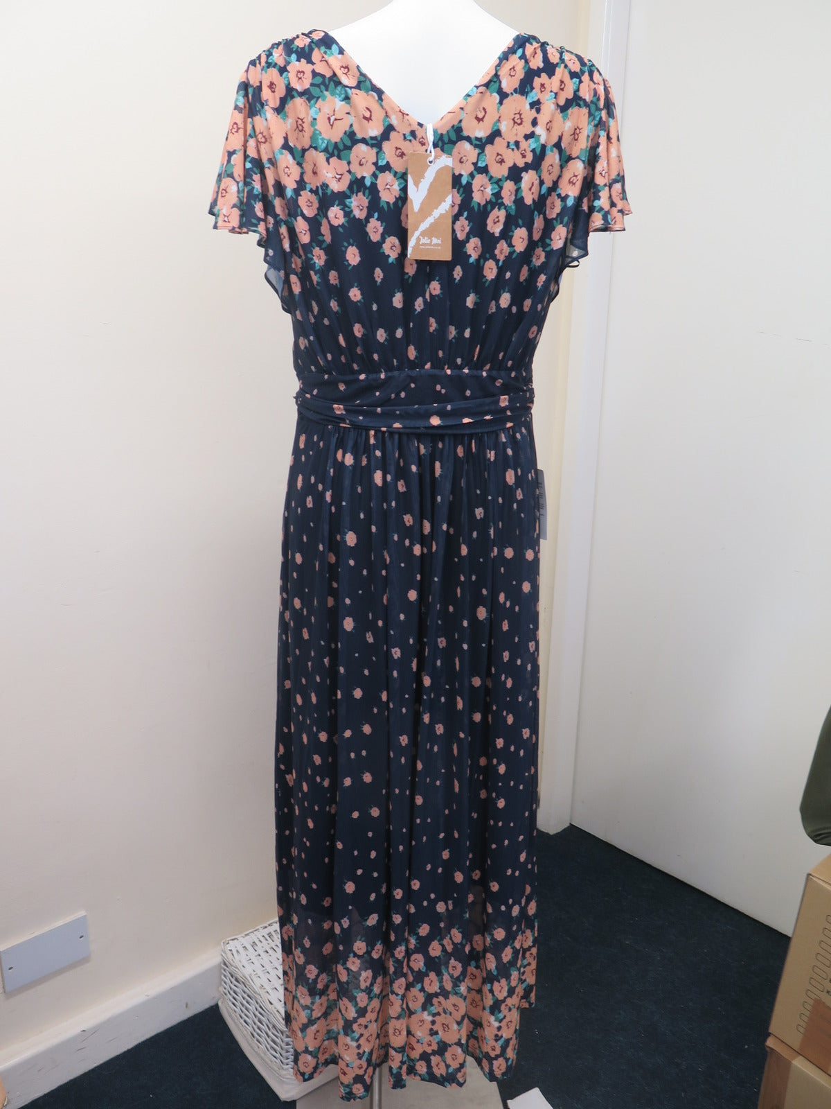 JOLIE MOI MABLY MIRROR PRINT MAXI MESH DRESS-UK 16