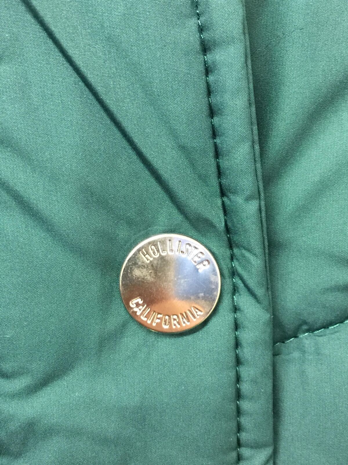 Hollister Emerald Green Puffer coat Fleece lined Large
