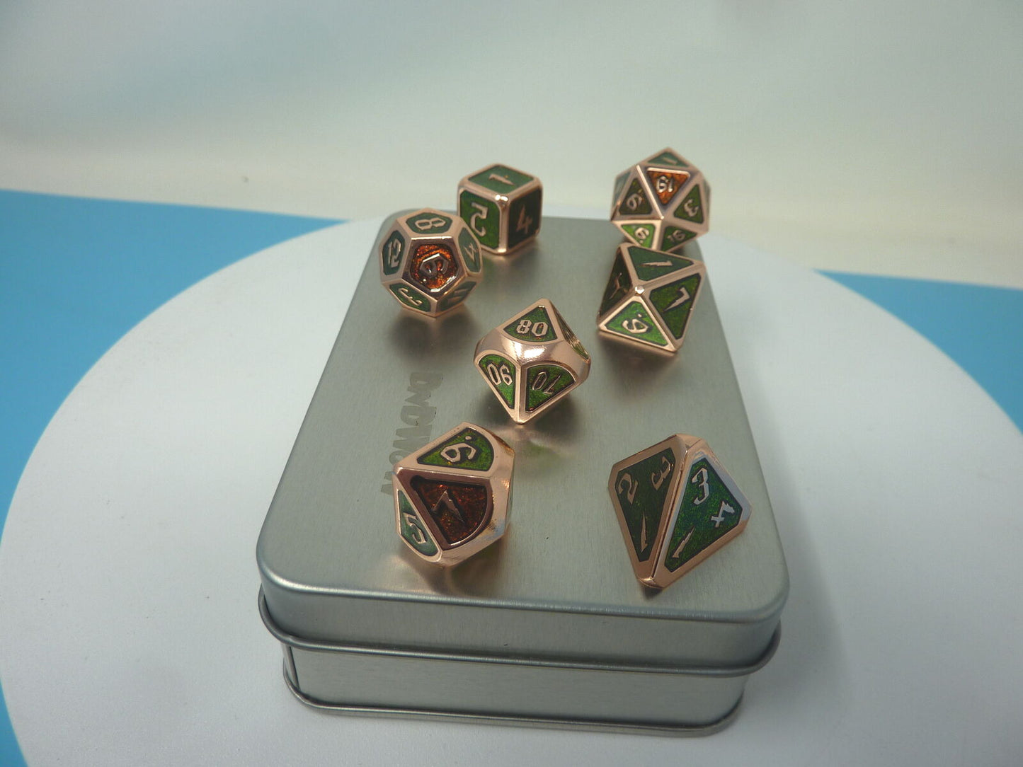 DNDWOW METAL DICE-ROSE GOLD GLITTER
