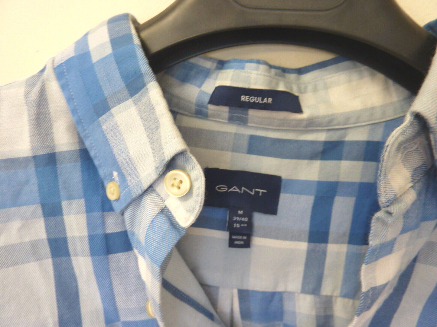 GANT CHECKED SHIRT-SIZE M 39/40-15 3/4-BLUE