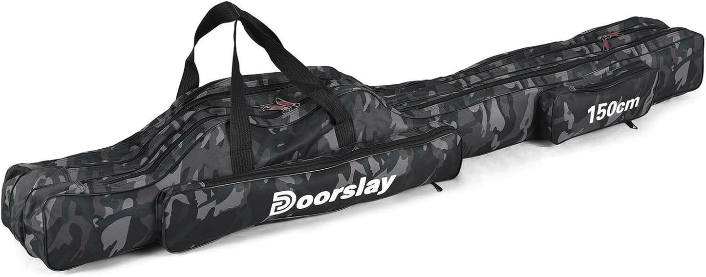 doorslay Fishing Rod Case Three Layers Fishing Rod Bag