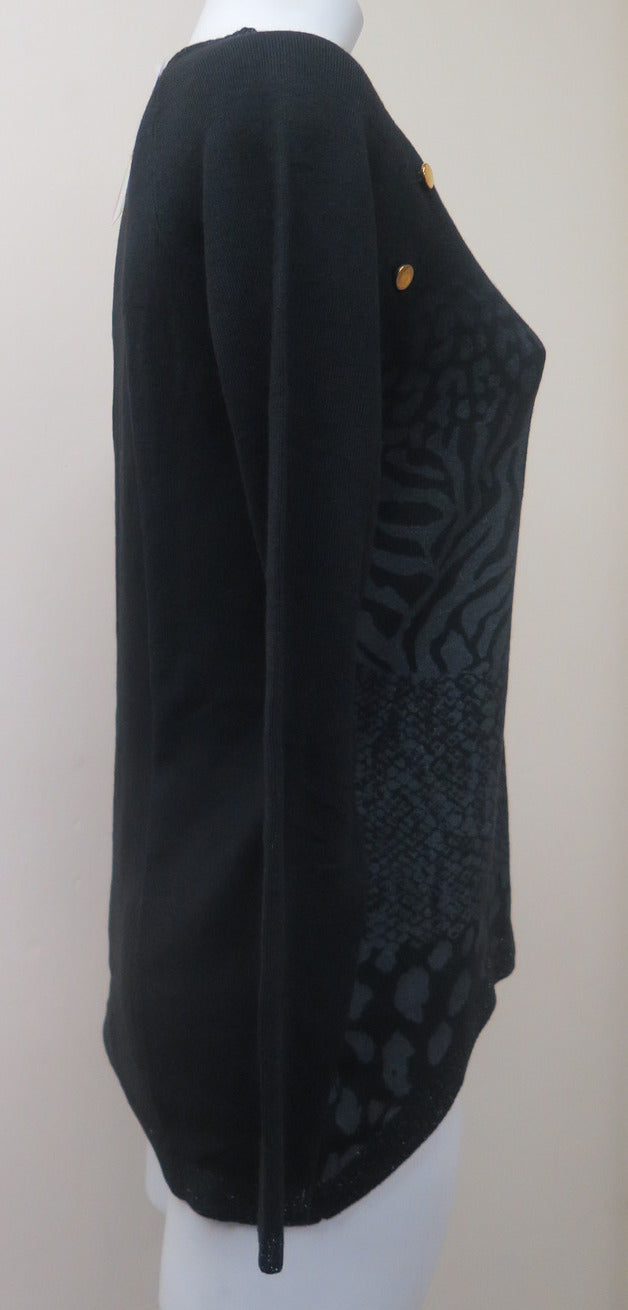 Desigual Black Mixed Animal Print Gaea Jumper UK8