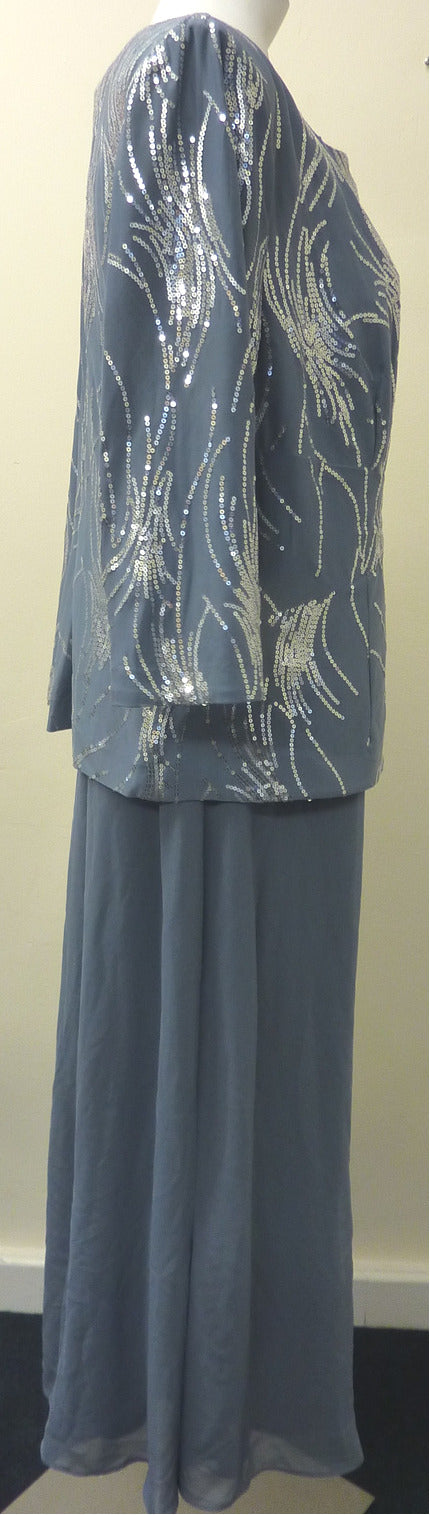 ALEX EVENINGS OCCASION DRESS-STEEL BLUE-UK18