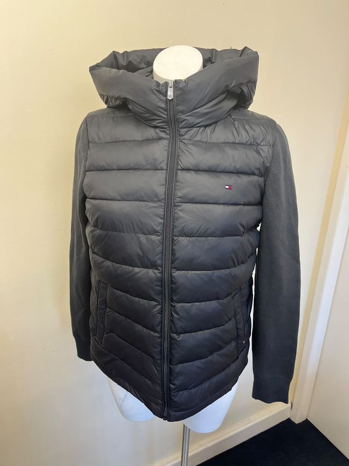 Tommy Hilfiger Women's Sorona Logo Knit Mix Jacket black Small