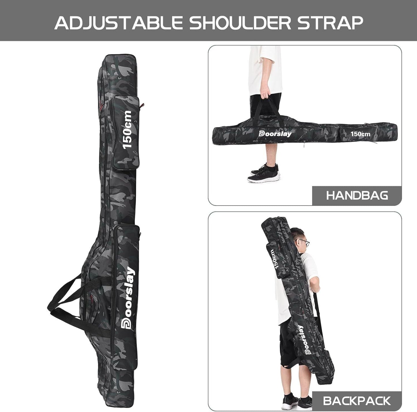 doorslay Fishing Rod Case Three Layers Fishing Rod Bag