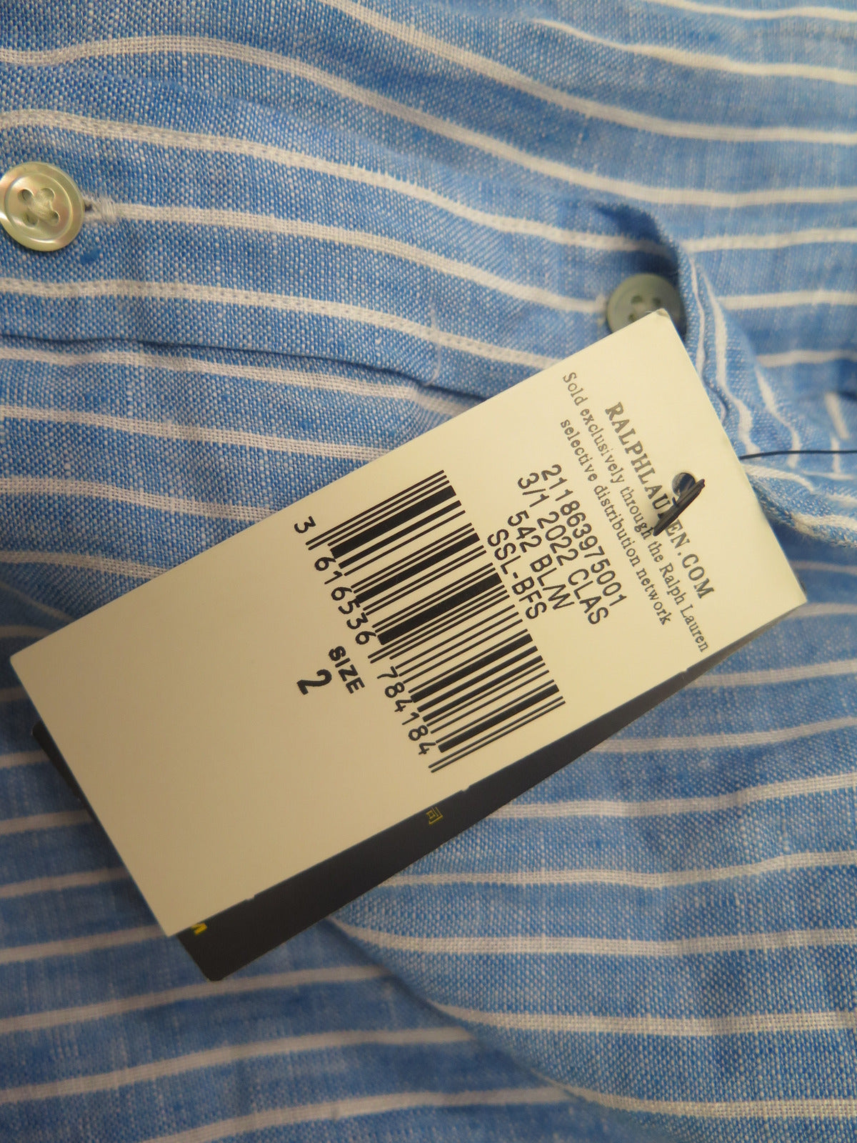 POLO RALPH LAUREN SHORT SLEEVE GRANDAD COLLAR SHIRT-SIZE2/UK6
