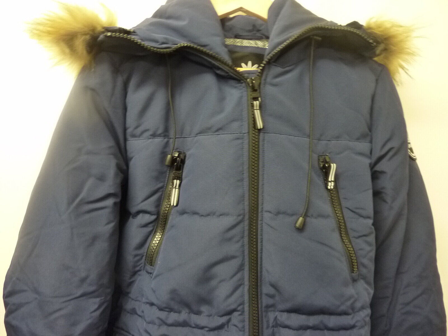 OROLAY FUR HOODED DOWN PARKA STYLE COAT-NAVY-SMALL