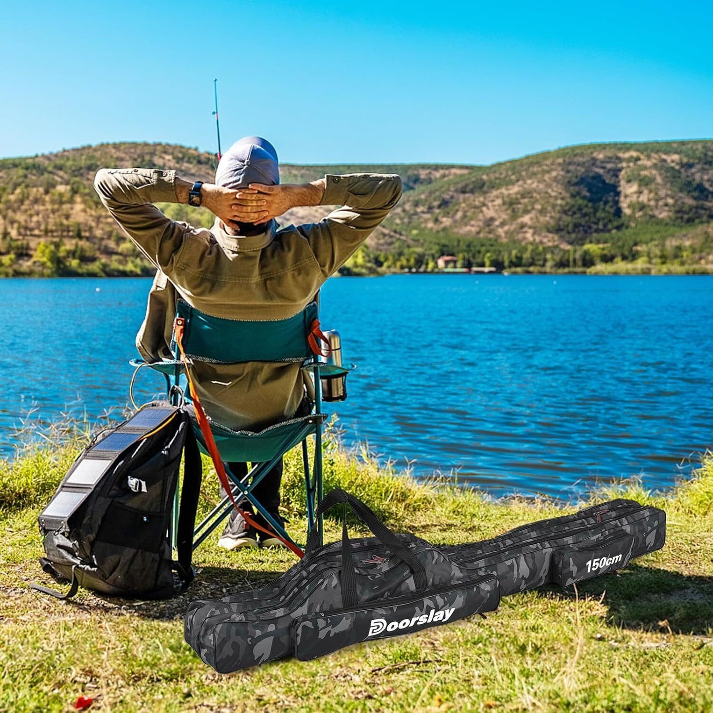 doorslay Fishing Rod Case Three Layers Fishing Rod Bag