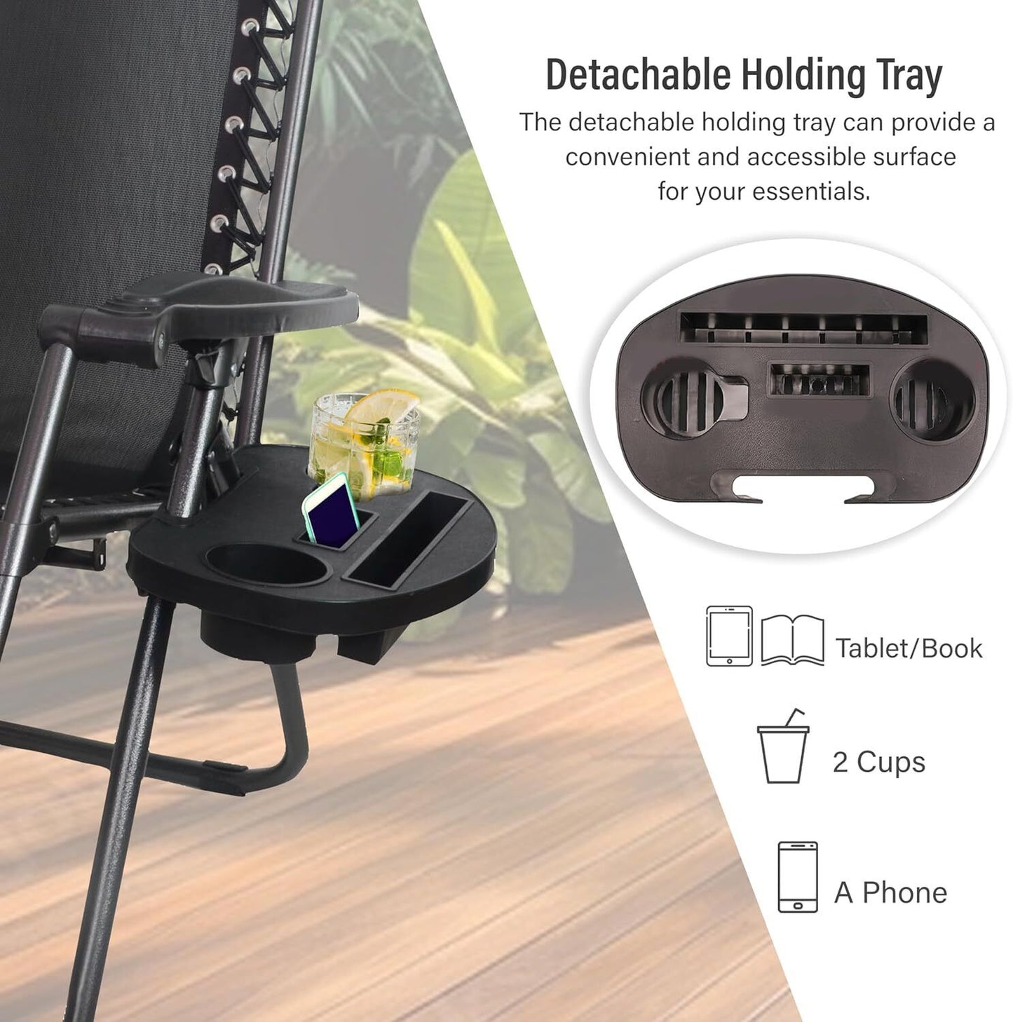 EPISENT ZERO GRAVITY CHAIR-SET OF 2 BLACK