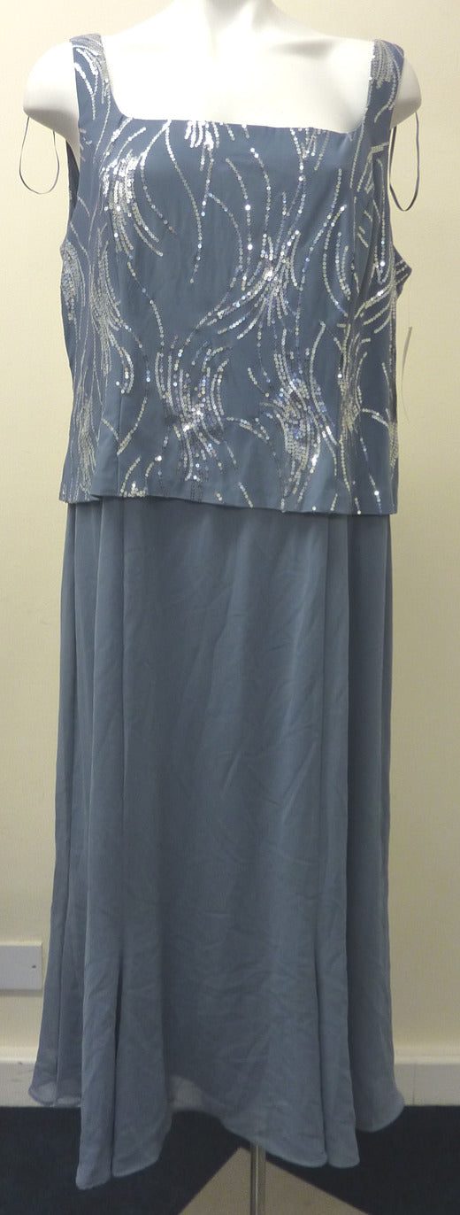 ALEX EVENINGS OCCASION DRESS-STEEL BLUE-UK18