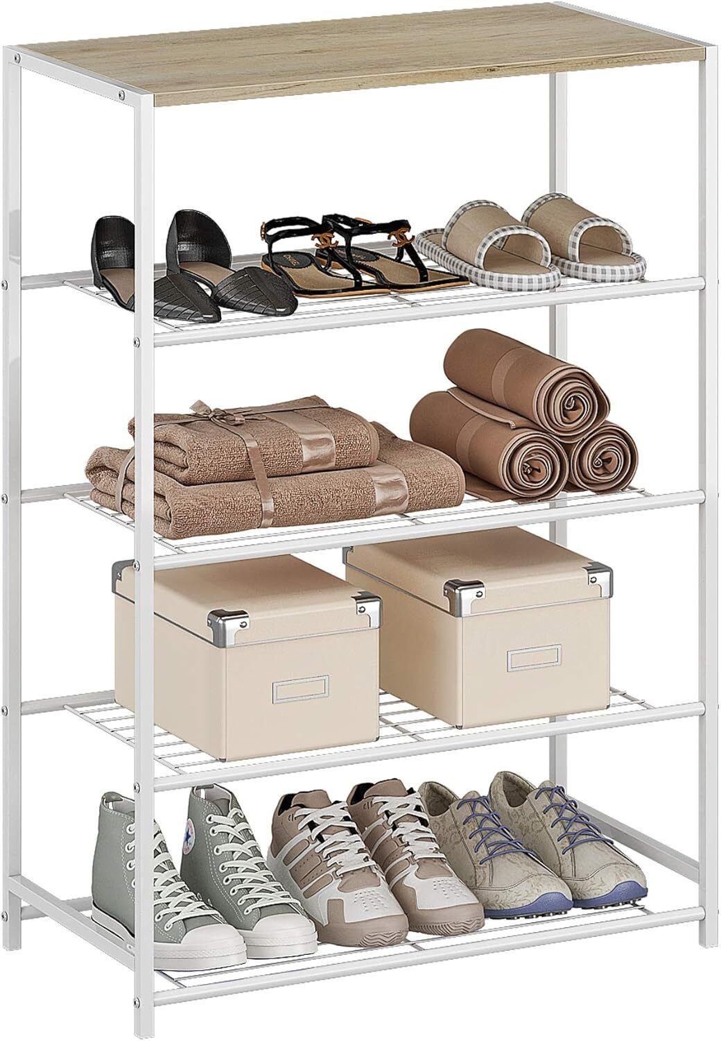 HOMEFORT METAL 5 TIER SHOE RACK-WHITE