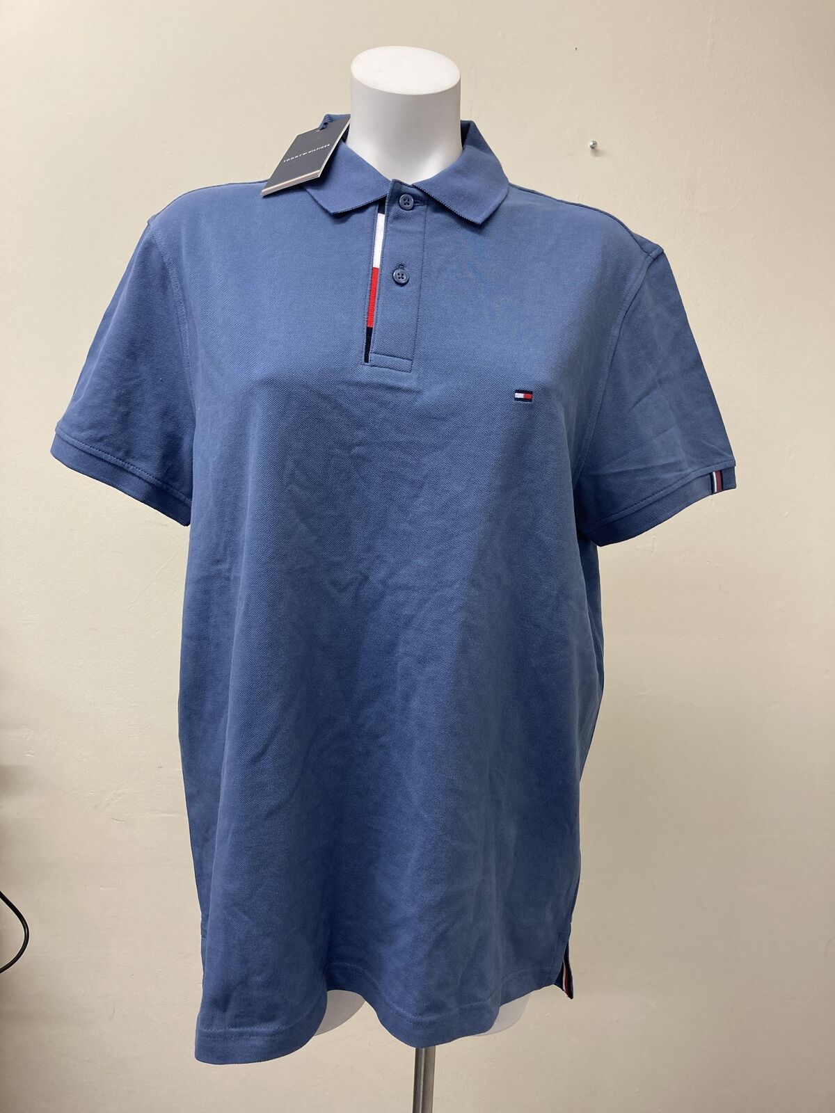 Tommy Hilfiger Logo Polo T Shirt Blue Medium
