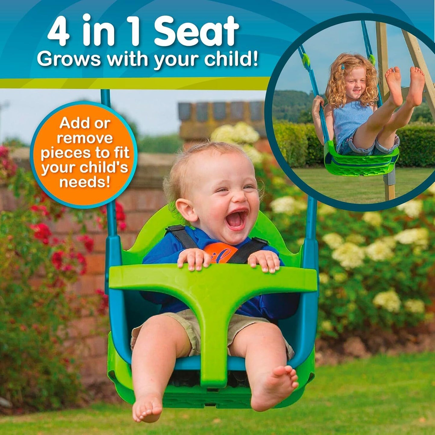 TP Toys Quadpod Baby Swing Seat, 4-in-1