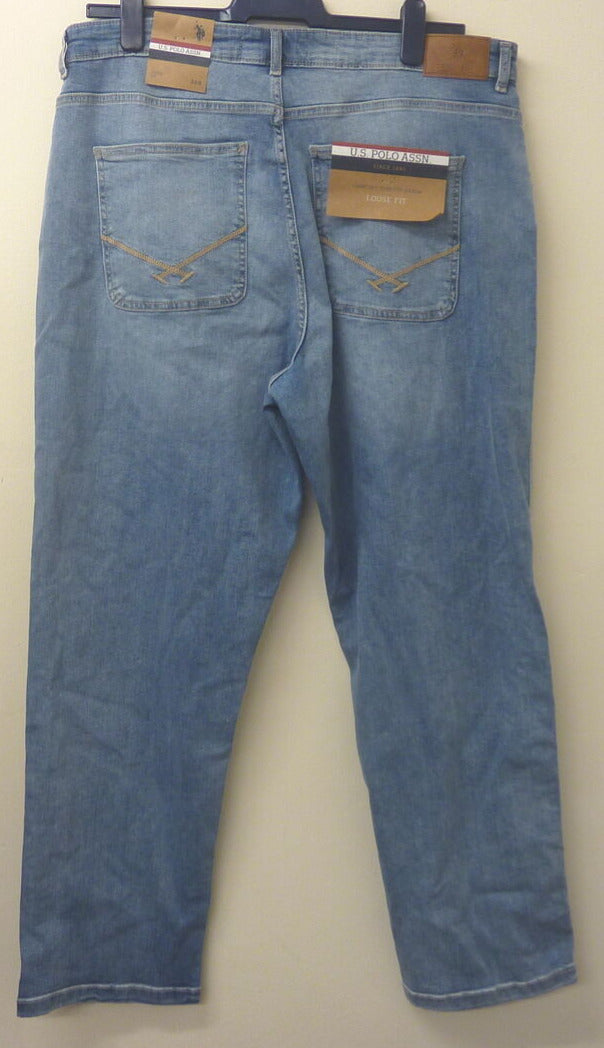 U.S. POLO ASSN. 5 POCKET LOOSE FIT DENIM JEANS-MID WASH-38R