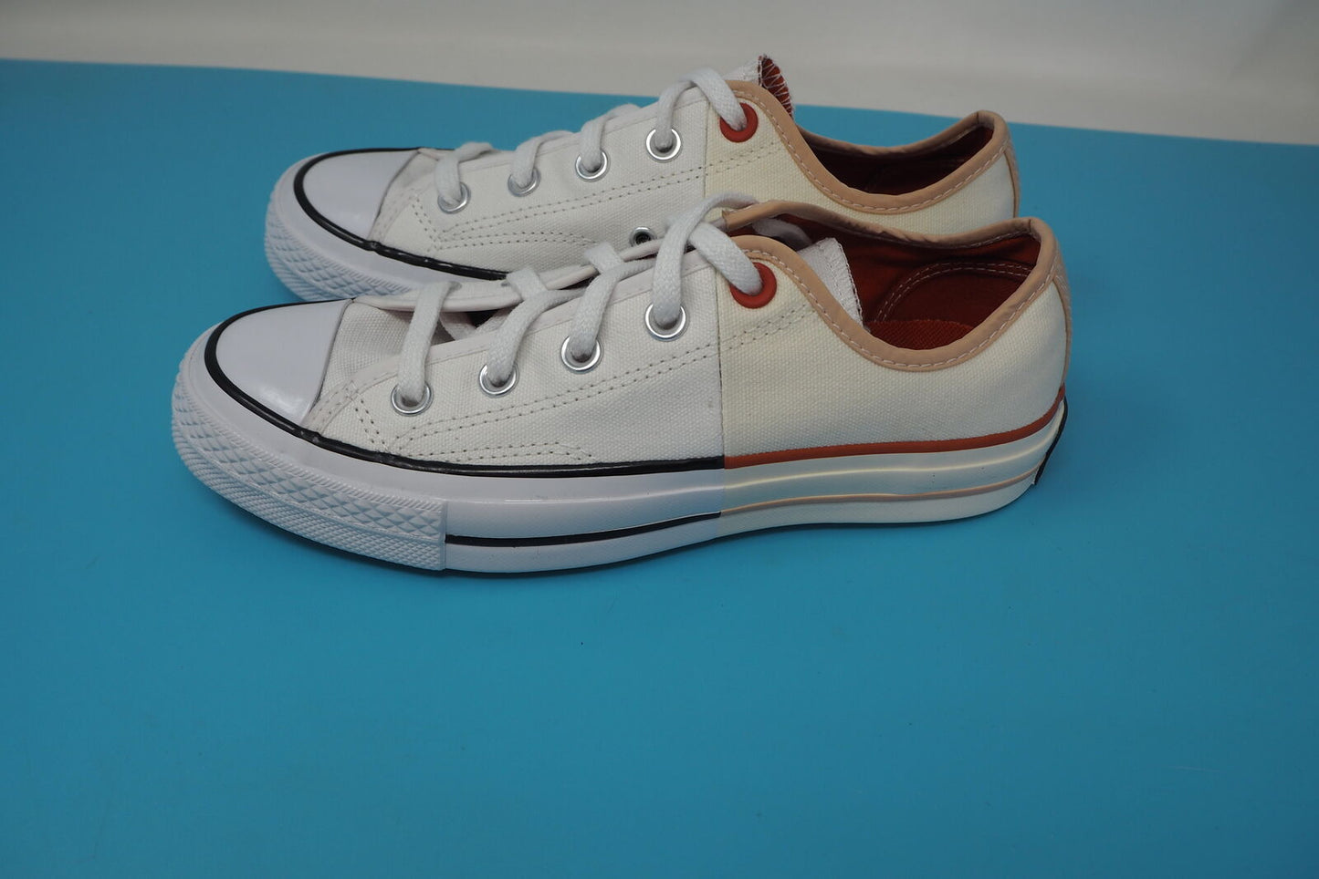 Converse All Star Chuck Taylor size uk4 half and half white/beige