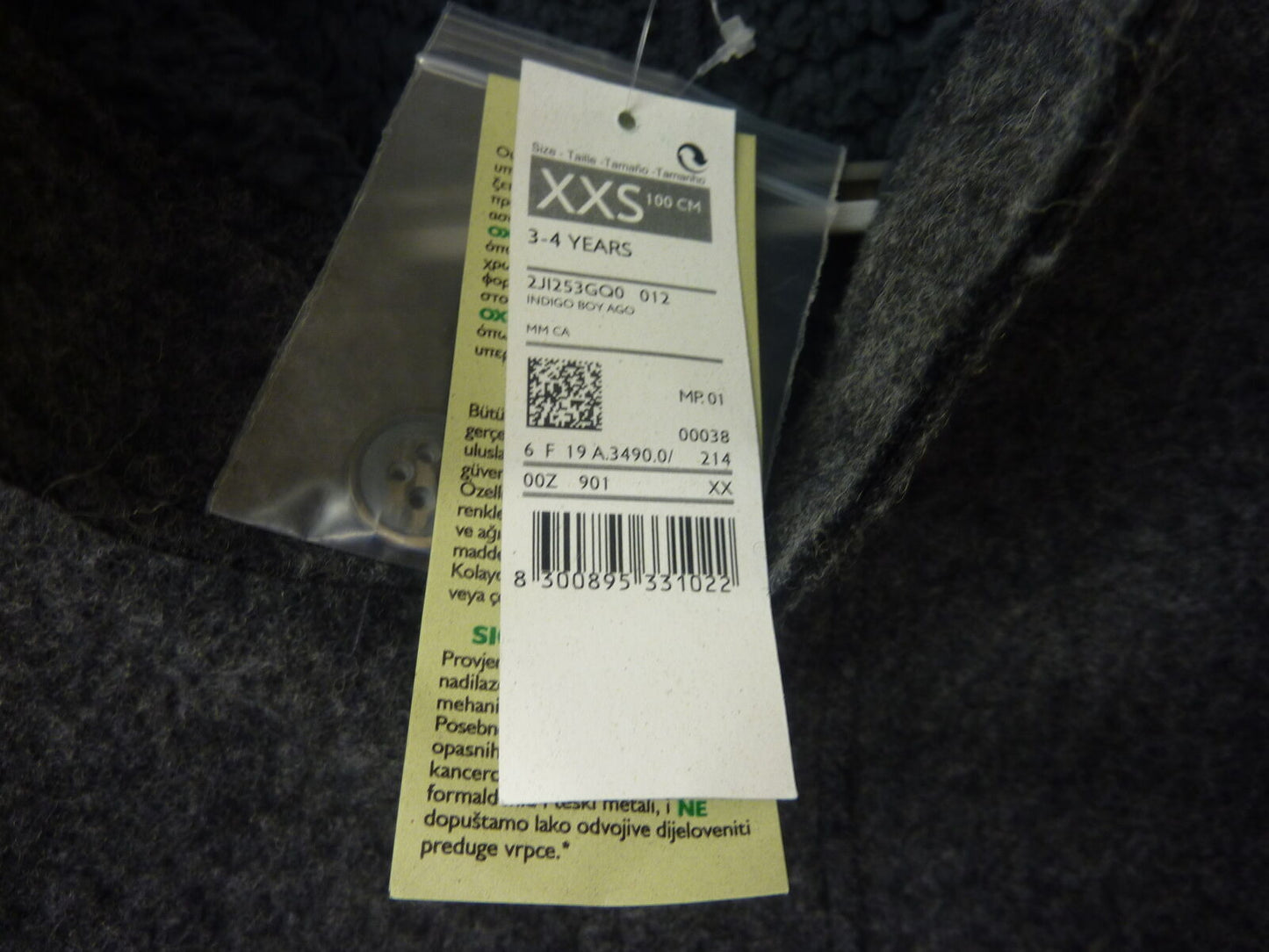 UNITED COLORS OF BENETTON BOYS COAT-3-4YRS-GREY