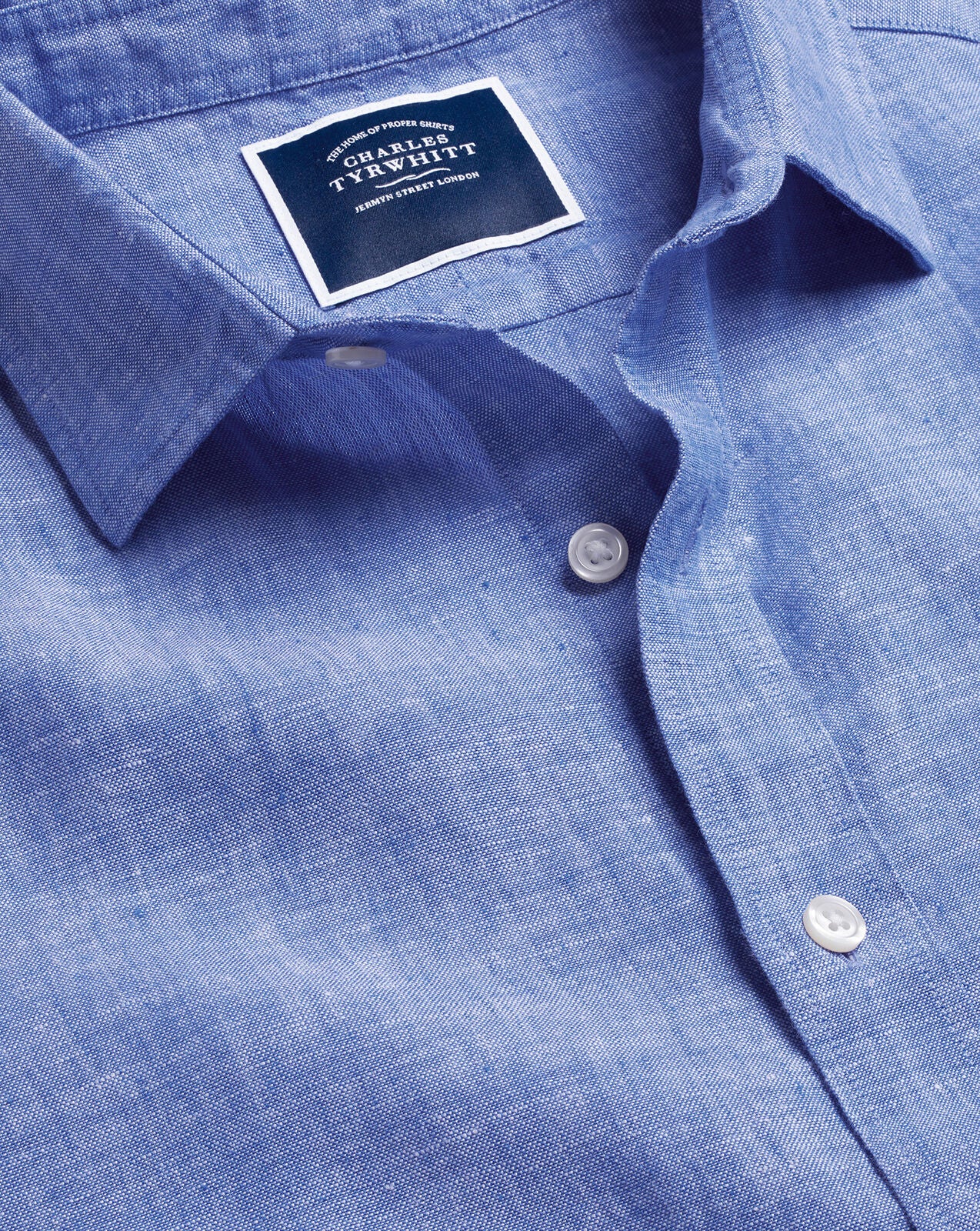 CHARLES TYRWHITT Pure Linen Shirt - Cobalt Blue XL RRP:£74.95