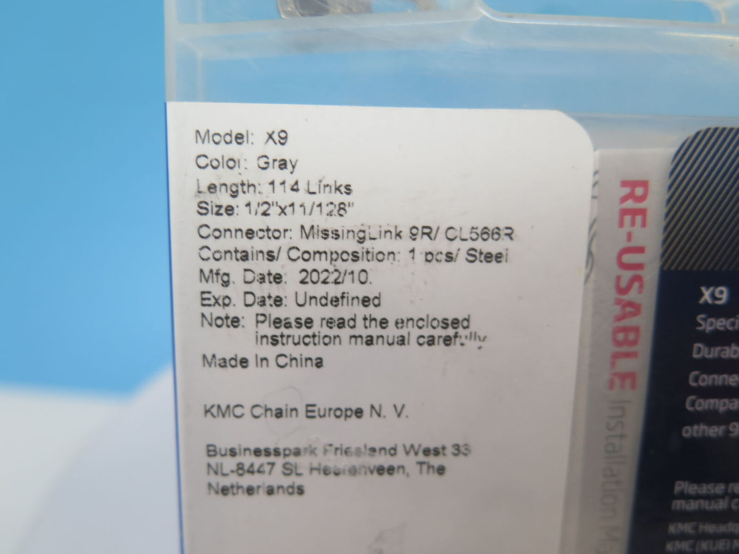 KMC X9 9 SPEED CHAIN-114L-GREY