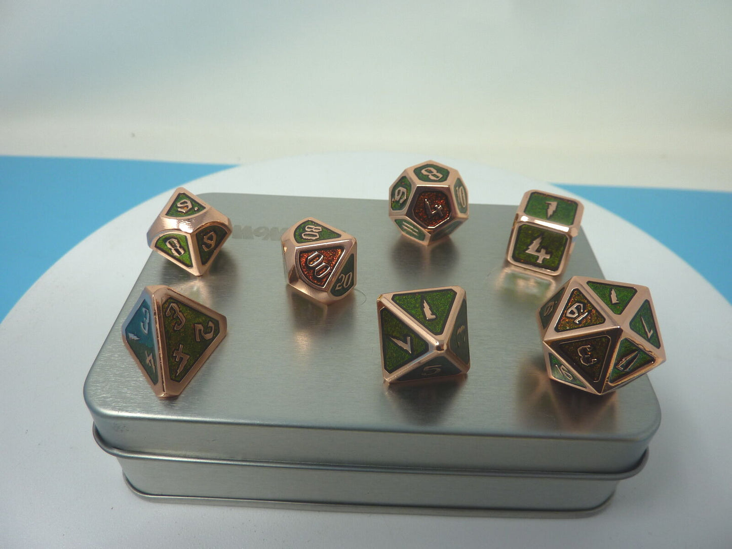 DNDWOW METAL DICE-ROSE GOLD GLITTER
