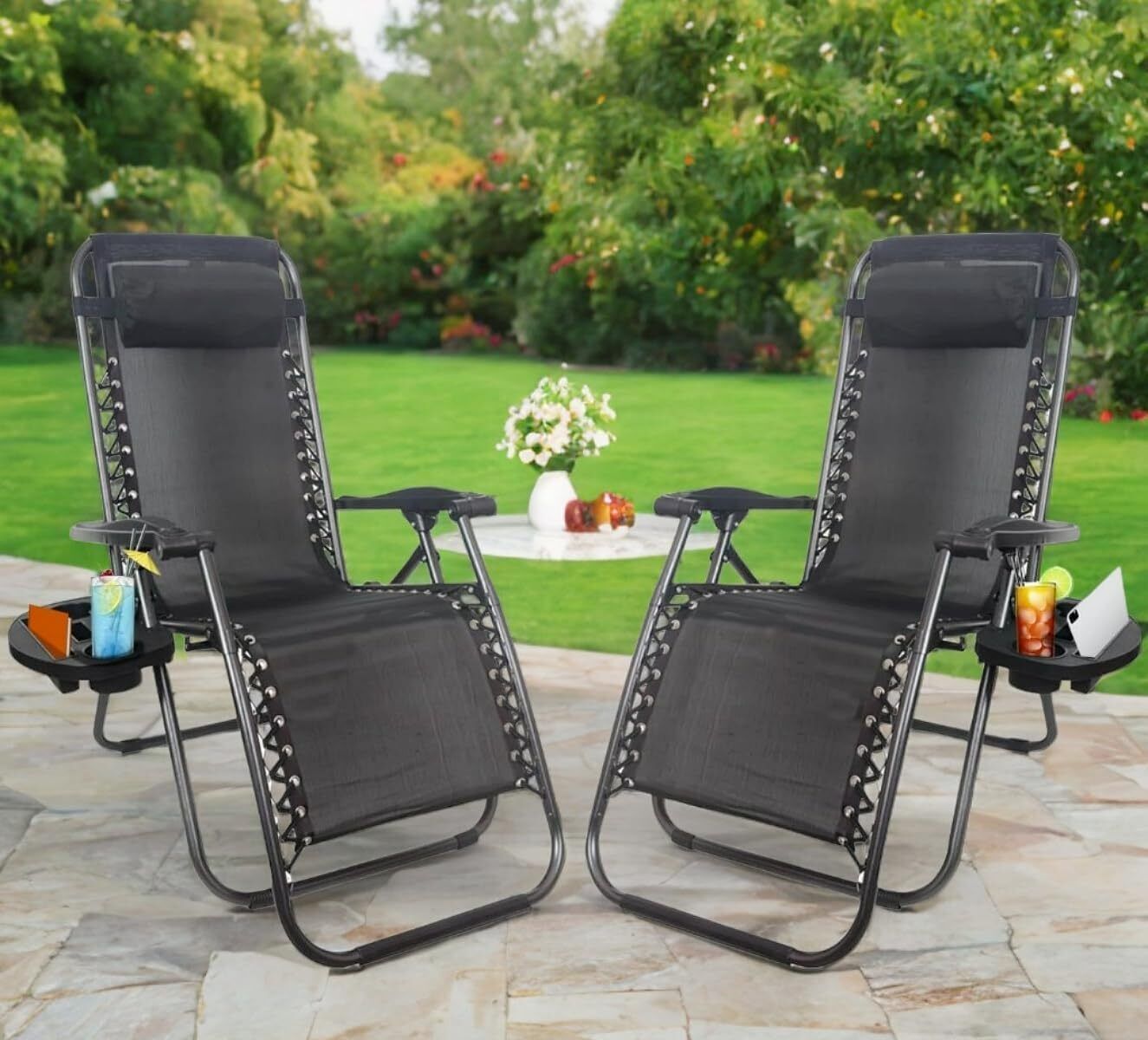 EPISENT ZERO GRAVITY CHAIR-SET OF 2 BLACK