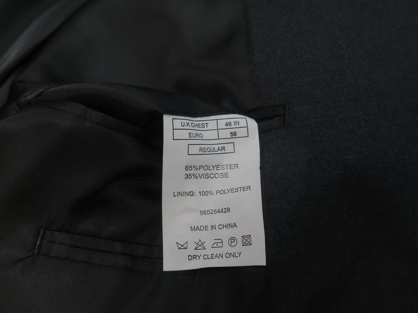 MOSS ESQ REGULAR FIT CHARCOAL STRETCH SUIT-JACKET 46"REGULAR-TROUSERS 38"W LONG