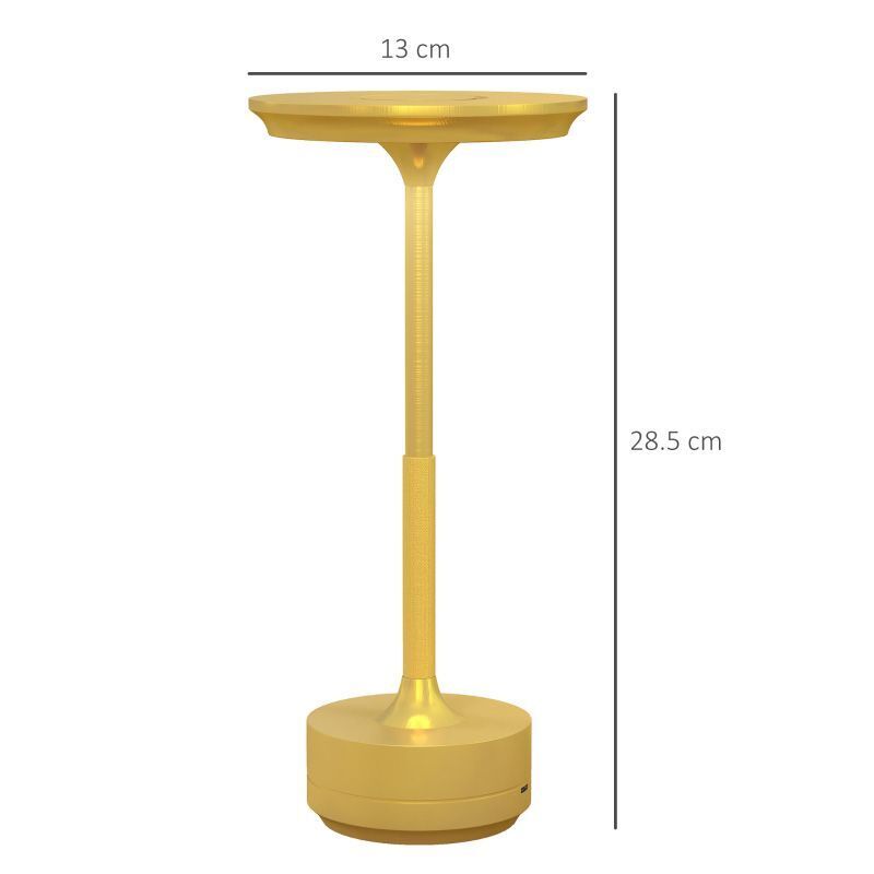 HOMCOM Cordless Touch Table Lamp With 4000mAh Rechargeable Battery - Gold