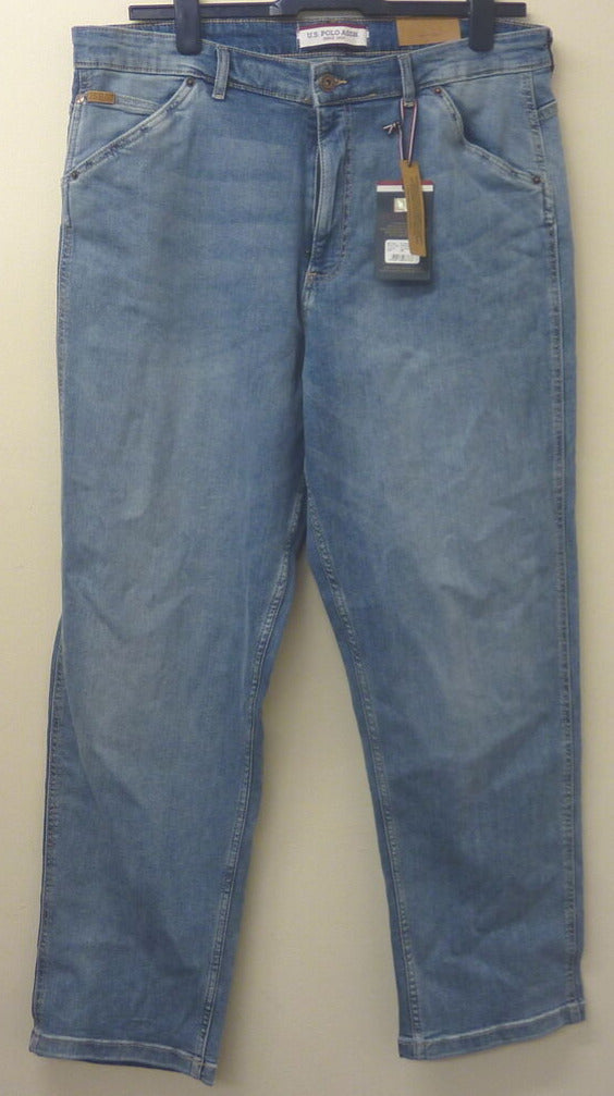 U.S. POLO ASSN. 5 POCKET LOOSE FIT DENIM JEANS-MID WASH-38R