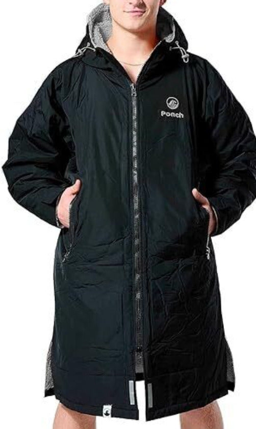 PONCH ROBE-BLACK/GREY-LARGE