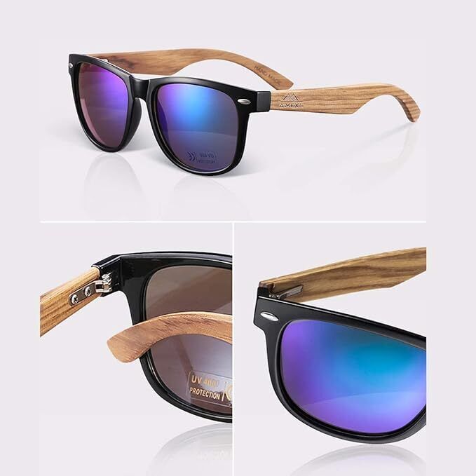 AMEXI Round Wood Sunglasses for Men&women