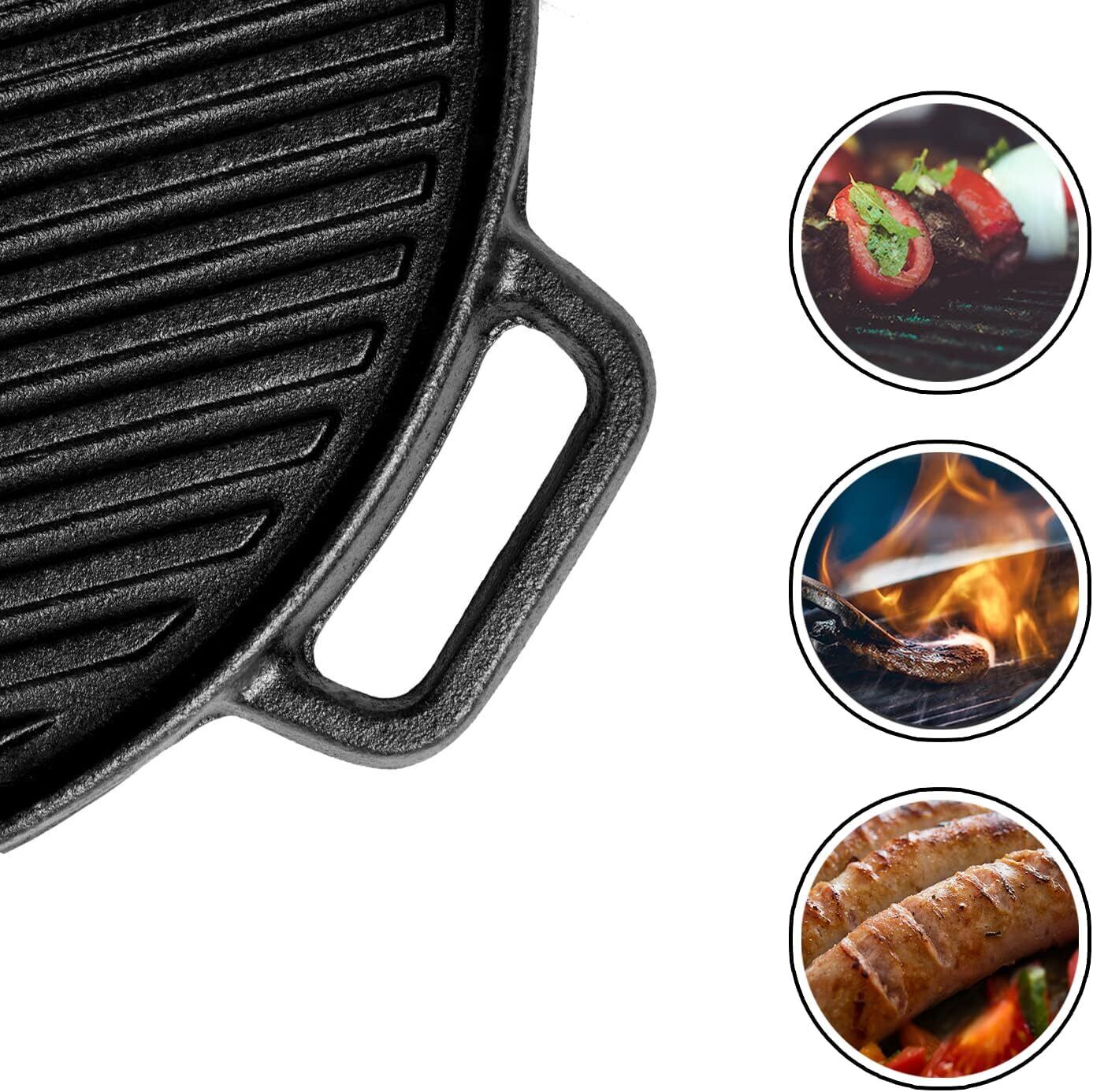LONOVE DOUBLE SIDED GRIDDLE PAN FOR BBQ-30CM