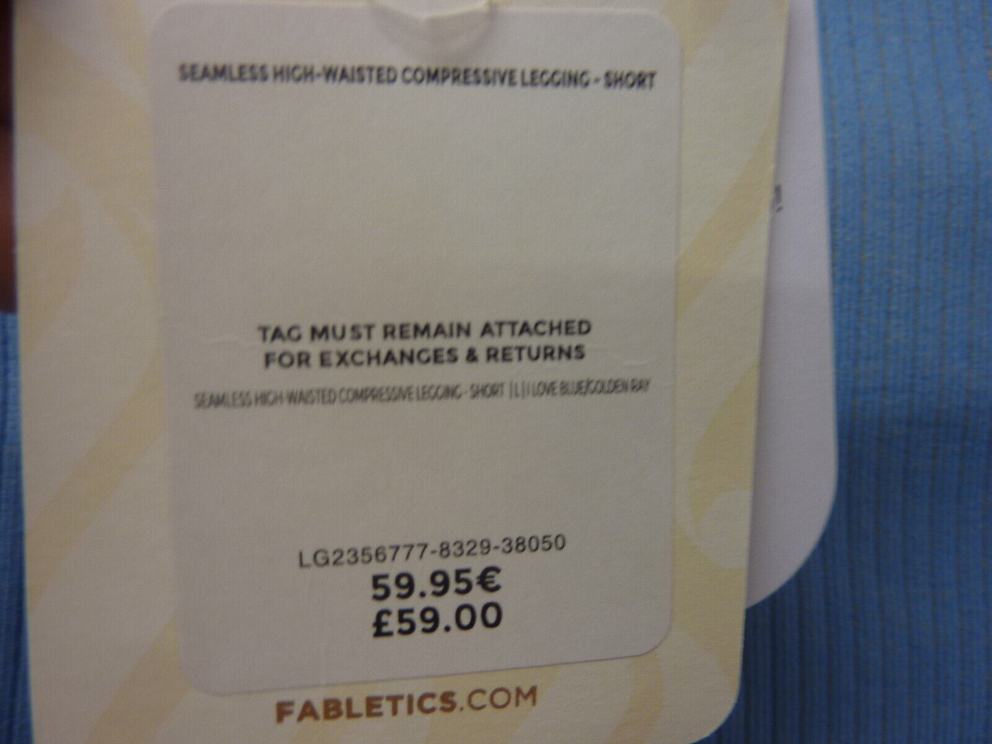 FABLETICS SEAMLESS HIGH-WAISTED COMPRESSIVE LEGGINGS-I LOVE BLUE/GOLDEN RAY-L