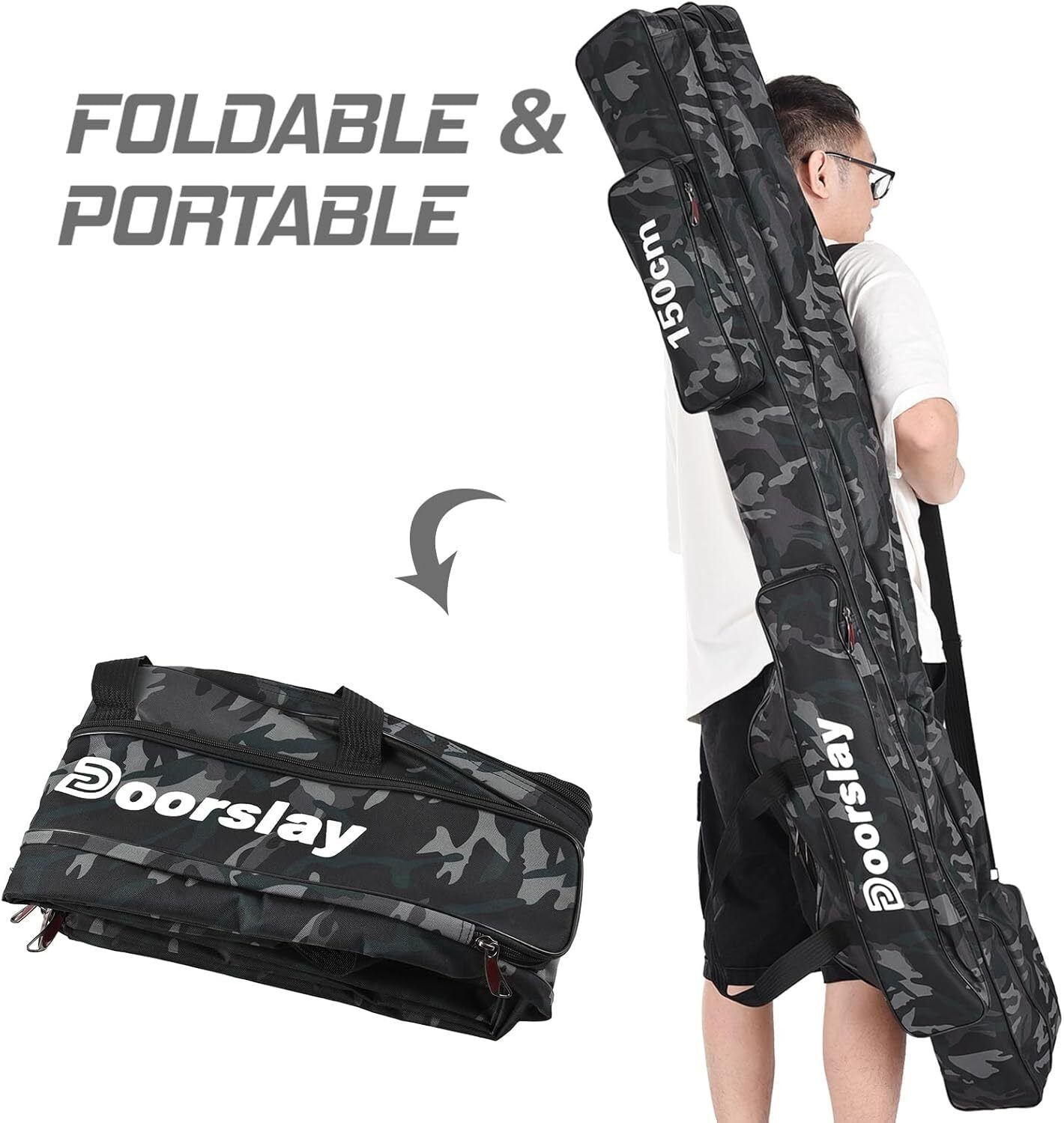 doorslay Fishing Rod Case Three Layers Fishing Rod Bag