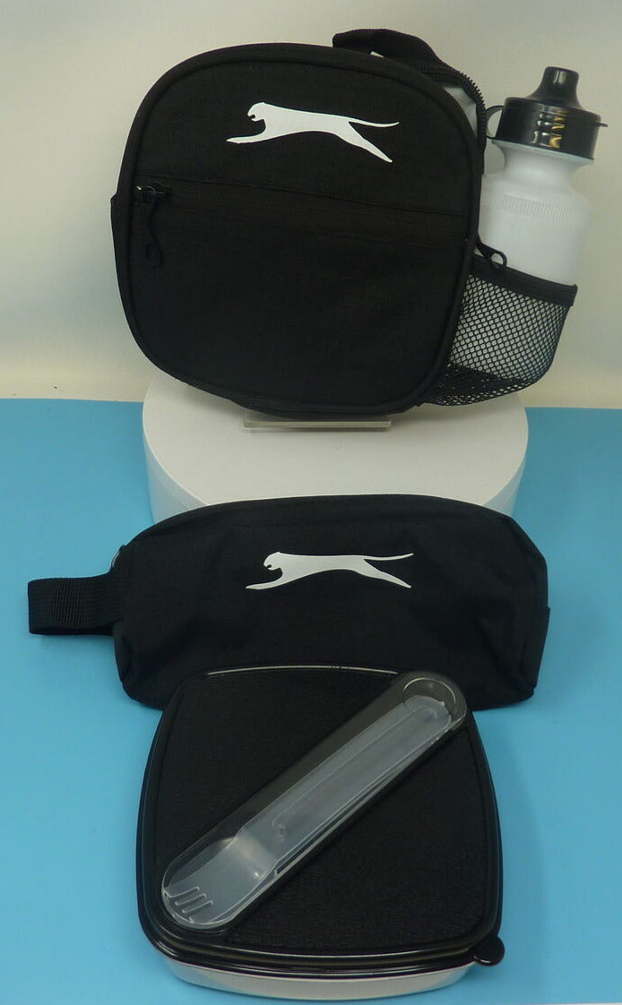 SLAZENGER LUNCH BOX AND PENCIL CASE SET-BLACK