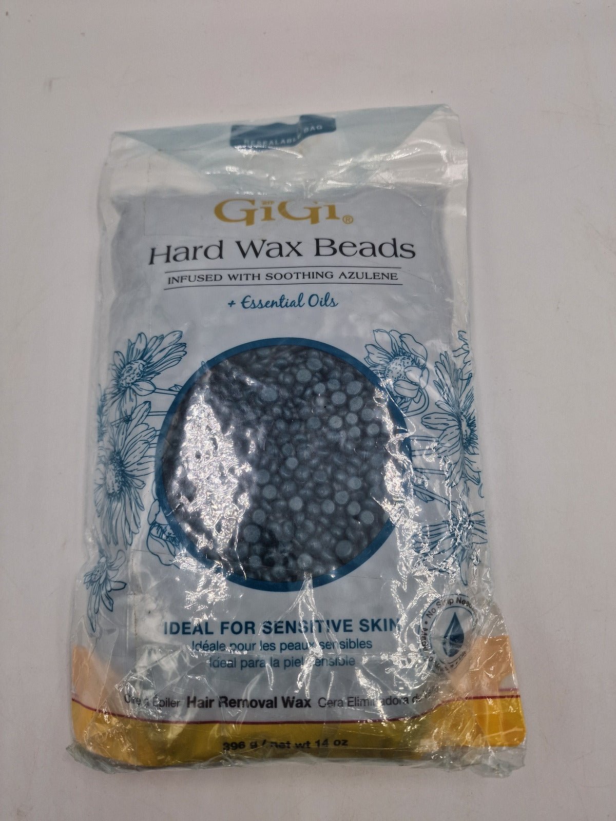 GiGi Hard Wax Beads for sensitive skin, soothing Azulene + essential oils 396g