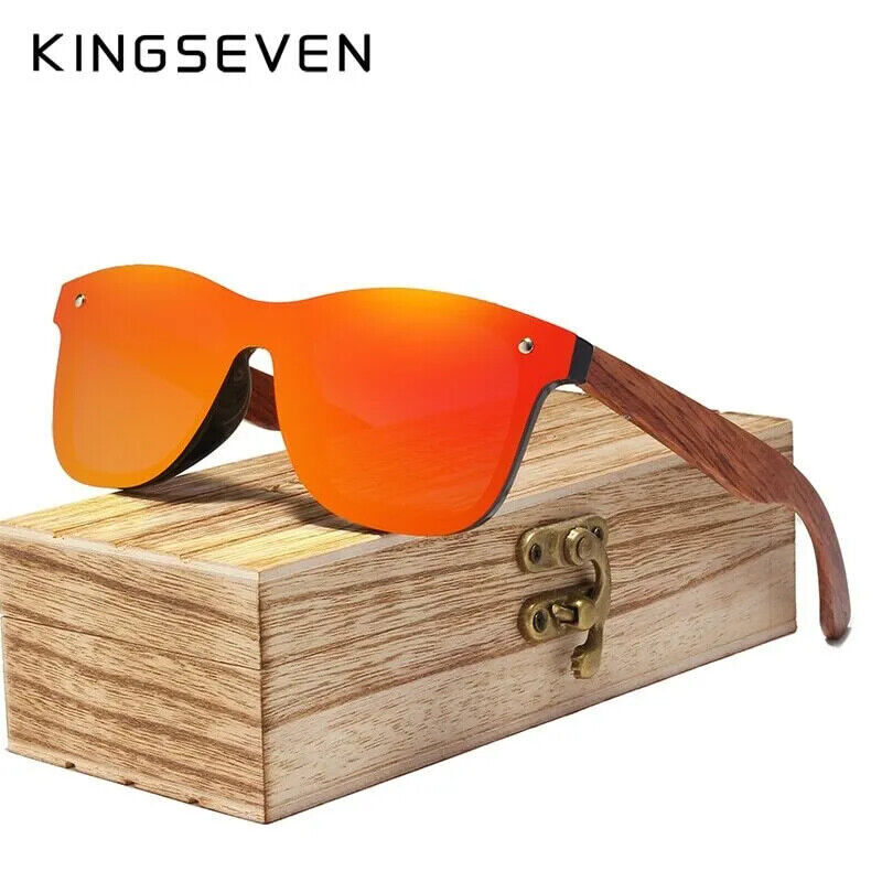 KINGSEVEN Natural Handmade Wood Sunglasses for Men UV400 Polarization